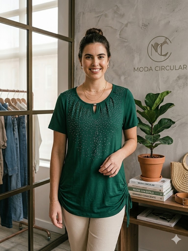 Polera verde con tachas